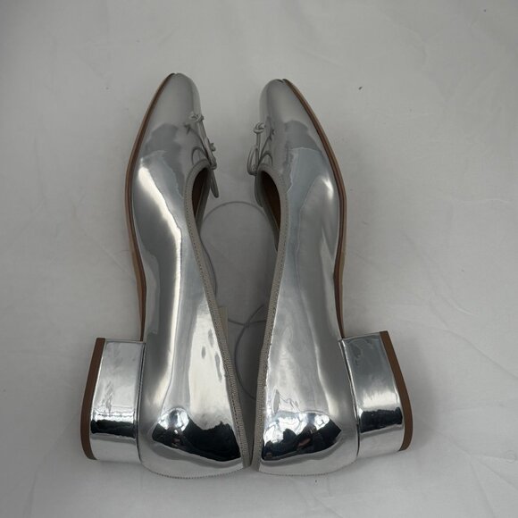 A New Day Womens Silver Ballet Flats Size 8.5 Shiny Finish Round Toe Bow Accent - Picture 3 of 12